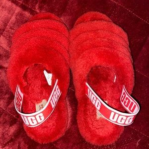 Size 7 red UGG slides